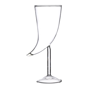 Creative horn-shaped glass cocktail goblet for martini or champagne with sleek stem