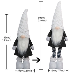Telescopic Christmas gnome plush doll with adjustable height in grey and white