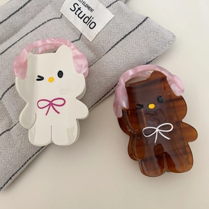 Cute Cartoon Cat Bear Acetate Hair Claw Clip With Headphone Bow Large Non-Slip Hair Catch For Women Girls Hair Accessories