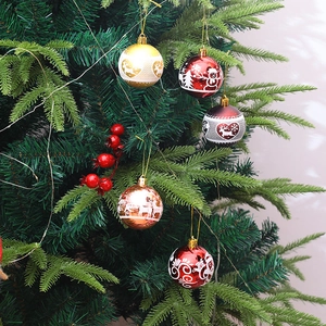 Shatterproof Christmas balls set with reindeer and snowflake patterns on a tree