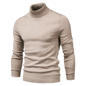 Men Turtleneck Sweater Slim Fit Knit Pullover Long Sleeve Solid Color Ribbed Casual Autumn Winter Knitwear Tops