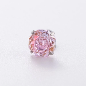 Sparkling pink rose-cut zircon stud earrings in an octagonal titanium steel screw-on setting