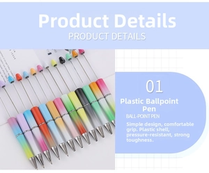 Detail of DIY beaded ballpoint pen showing pressure resistant plastic shell and metal rod