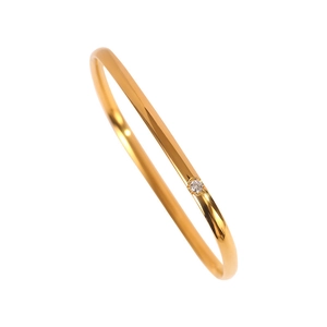 Minimalist square titanium steel gold bangle with micro-set zircon for women