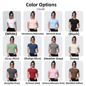 Slim-fit women's sports t-shirts in twelve vibrant colors for yoga and fitness training