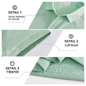 Light green quick-dry polo shirt with short sleeves and pique texture in M size