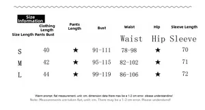 Tableau détaillé des tailles pour crop top à manches longues avec strass et mesures