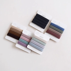 Set of seamless high-elastic towel hair ties in various neutral and Morandi colors