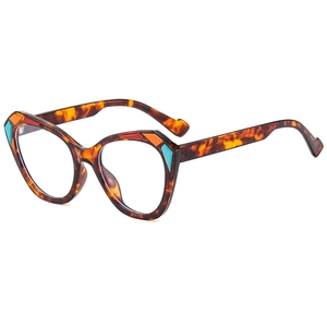 Chic cat-eye tortoiseshell frames with colorful geometric accents for women