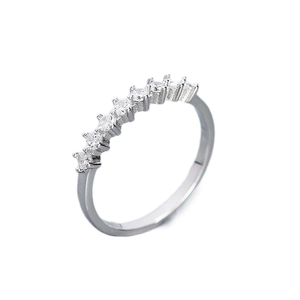 925 silver sterling ring with sparkling zircon row design on a clean white background