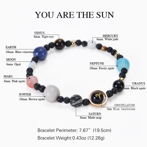 Bracelet des huit planètes du système solaire en pierres naturelles et grès bleu