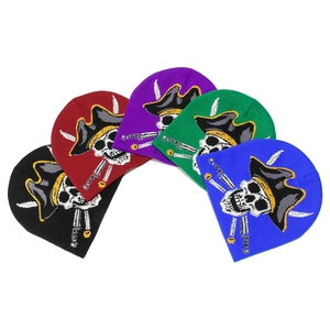 Winter knit beanies featuring pirate skull jacquard patterns in five assorted colors