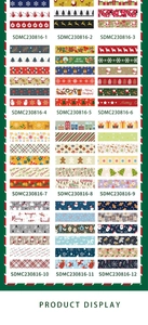 Grid layout showing various Christmas washi tape sets with Santa and reindeer motifs