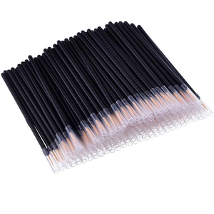 50pcs pack of portable eyeliner brushes with fine nylon heads and protective caps