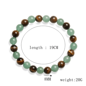 Bracelet élastique en pierres naturelles œil de tigre et aventurine de 8mm