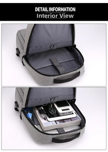 Detail view of large-capacity business backpack with padded laptop compartment