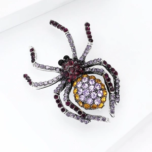 Vintage spider brooch with multicolor crystals and rhinestones for suits and coats