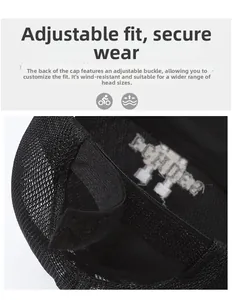 Detail view of adjustable strap on breathable mesh baseball cap for secure windproof fit