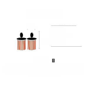 Detailed size specifications for wood and stone tassel earrings showing 10.5cm length