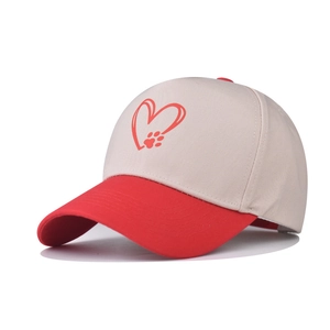 Baseball Cap Color Block Cotton Heart Paw Print Outdoor Sun Protection Adjustable Fashion Sports Hat For Unisex
