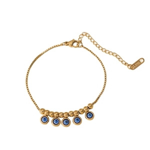 Bracciale in acciaio inossidabile placcato oro 18K con ciondoli a occhio magico