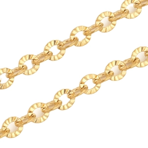 Gold vacuum-plated stainless steel sunflower chain with detailed embossed textured links