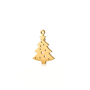 Golden stainless steel Christmas tree pendant with star topper and cutout design