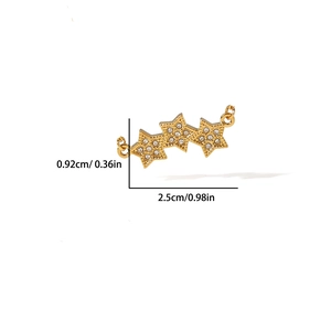 Connecteur triple étoile doré avec zircons pour bijoux DIY, longueur 2,5 cm