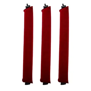 Three deep red velvet heatless curling rods with black hooks and durable straps set
