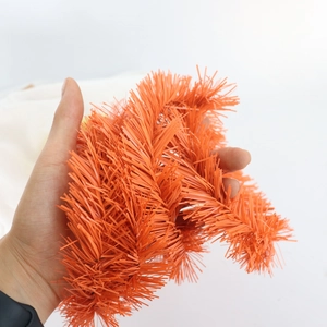 Orange PVC pine needle garland for Christmas tree wall decor and pastoral home decoration