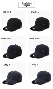 Detailed comparison of winter baseball caps with ear flaps in black, navy and gray colors