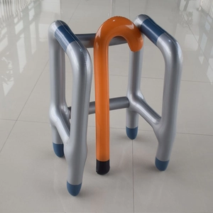 Inflatable walker and walking stick set in silver and orange for party gag gifts