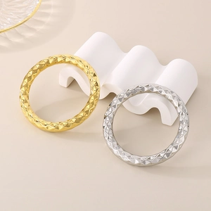 Modern hollow rhombus pattern stainless steel bangles in gold and silver finish