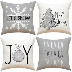 Christmas Pillow Covers Linen Snowflake Tree Pattern Decorative Cushion Cases For Sofa Living Room Holiday Home Decor