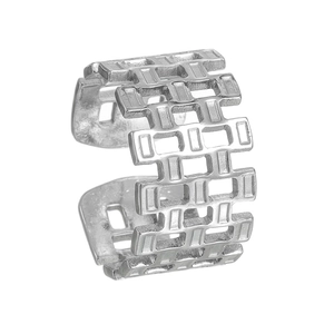 Modern minimalist silver hollow geometric open ring made of durable stainless steel