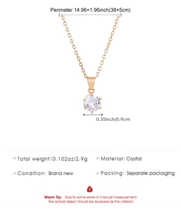 Spécifications de taille pour collier pendentif solitaire avec chaîne réglable 38+5cm