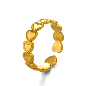 18K gold-plated stainless steel open ring featuring a minimalist hollow heart design