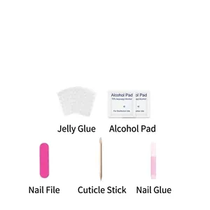 Professional 5-piece press-on nail tool kit with glue, jelly stickers and nail file