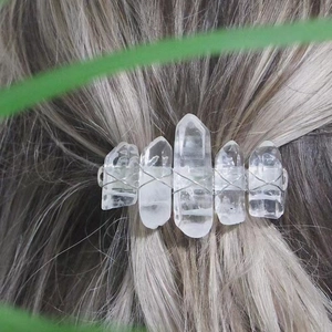 Fermaglio per capelli in cristallo naturale fatto a mano con filo di metallo