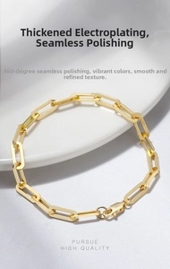 Macro shot of 14K gold-plated S925 silver paperclip link bracelet with lobster clasp