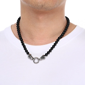 Collier de perles punk hip hop avec crânes en diamant et fermoir pour hommes