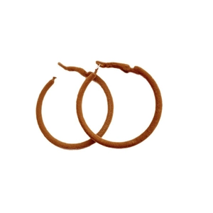 Brown flocked round hoop earrings for women with a vintage minimalist winter design