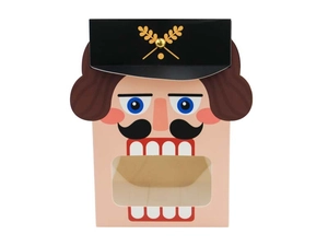 Detail of Nutcracker cardboard packaging box with a clear PVC window for cookies