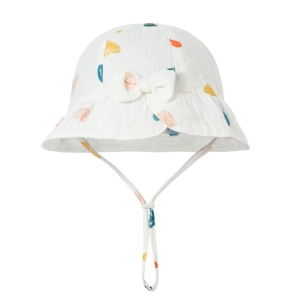 Baby Sun Hat Soft Cotton Blend Breathable Muslin Bucket Hat With Adjustable Windproof Rope Bowknot Toddler Infant Outdoor
