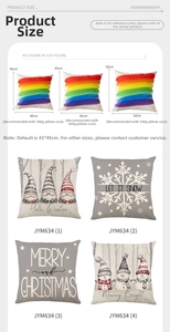 Detailed size guide for Christmas pillow covers showing dimensions from 40cm to 50cm