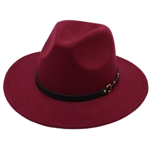Retro Fedora Hat Wool Felt Wide Brim With Leather Belt Gold Buckle Vintage Jazz Style For Men Women