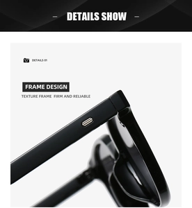 Close-up of durable metal hinge and sleek black frame on retro square sunglasses