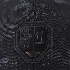 Classic black baseball cap featuring an octagonal rubber shield patch with lightning detail
