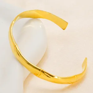 Bracelet Jonc Ouvert Noeud De Bambou Plaqué Or 18K Acier Inoxydable Mode Minimaliste Luxe Bijoux Pour Femmes