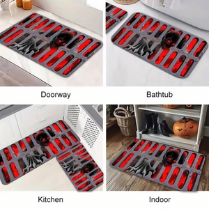 Halloween skeleton absorbent bath mat for doorway, bathtub, and kitchen use